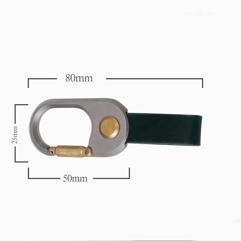 1PC Titanium Brass Leather Keychain Portable Removable Key Ring Pendant EDC Tool