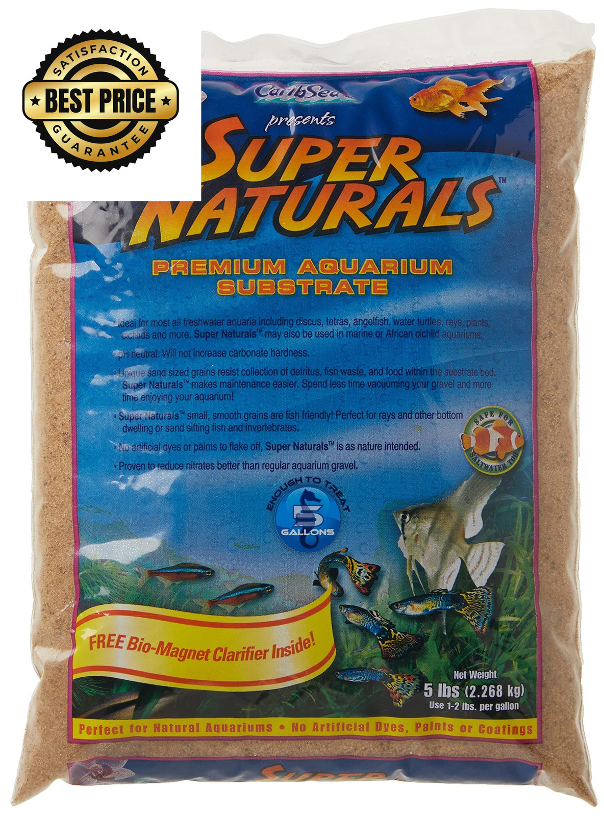 Carib Sea ACS05839 Super Natural Sunset Gold Sand for Pack of 1, yellow