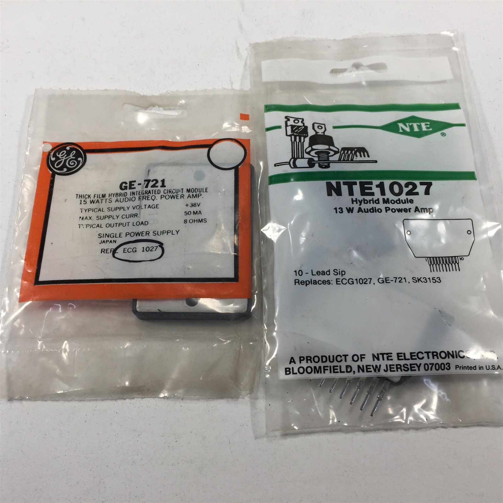 (1) NTE NTE1027 GE-721 Integrated Circuit Module – Hybrid, Audio Power Amplifier
