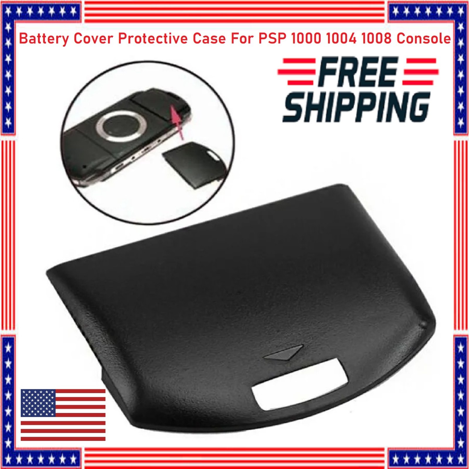 Battery Cover Door for Sony Playstation PSP 1000/1004/1008 Console  Black - USA