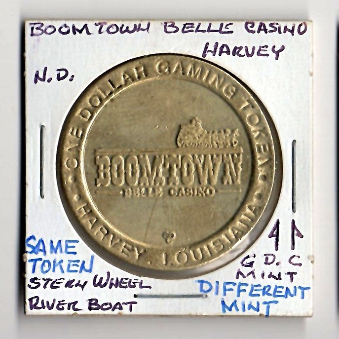 1990s BOOMTOWN BELLE CASINO HARVEY LOUISIANA $1 SLOT COIN CG047555