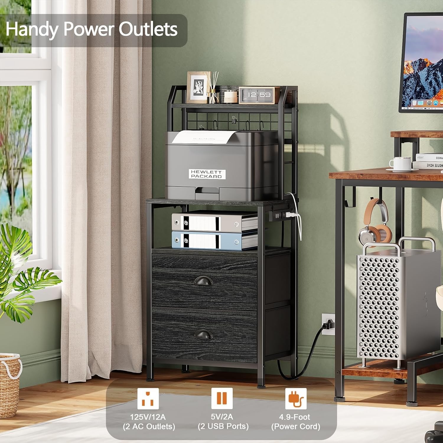 Furologee 40'' Tall 15.55 inches x 11.60 x 39.57 inches, Black Oak