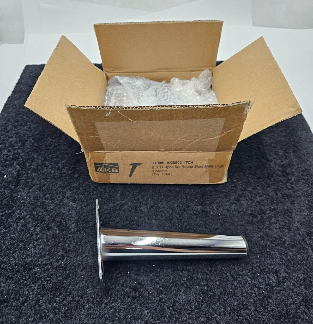 (QTY 4) AKB Hardware 6-3/4"H Slant Furniture Metal Legs Chrome AKB9021-7CH