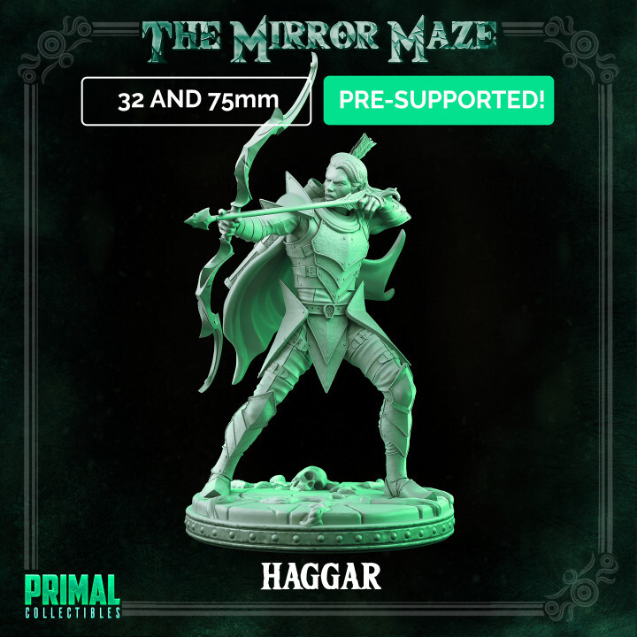 DnD Elf Archer Haggar Mage of the Mirror Mini 32mm TTRPG