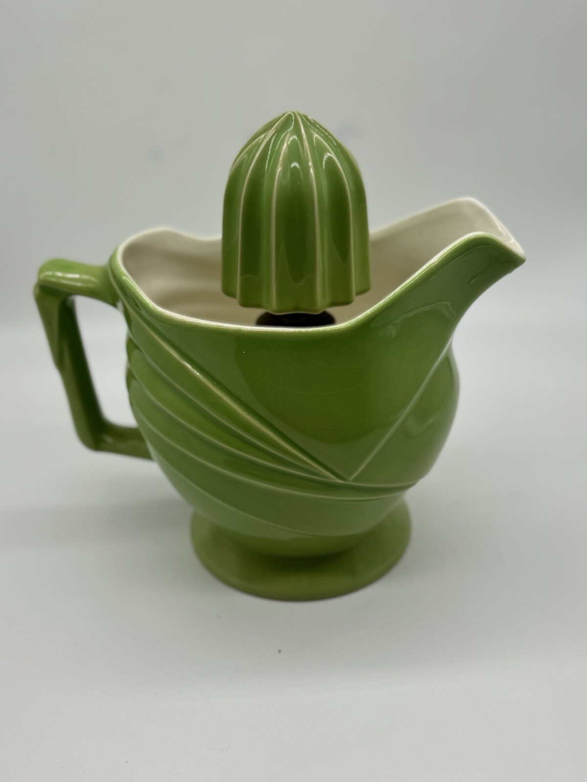Ade-O-Matic Coors Art Deco Porcelain Green Reamer Juicer 1930’s