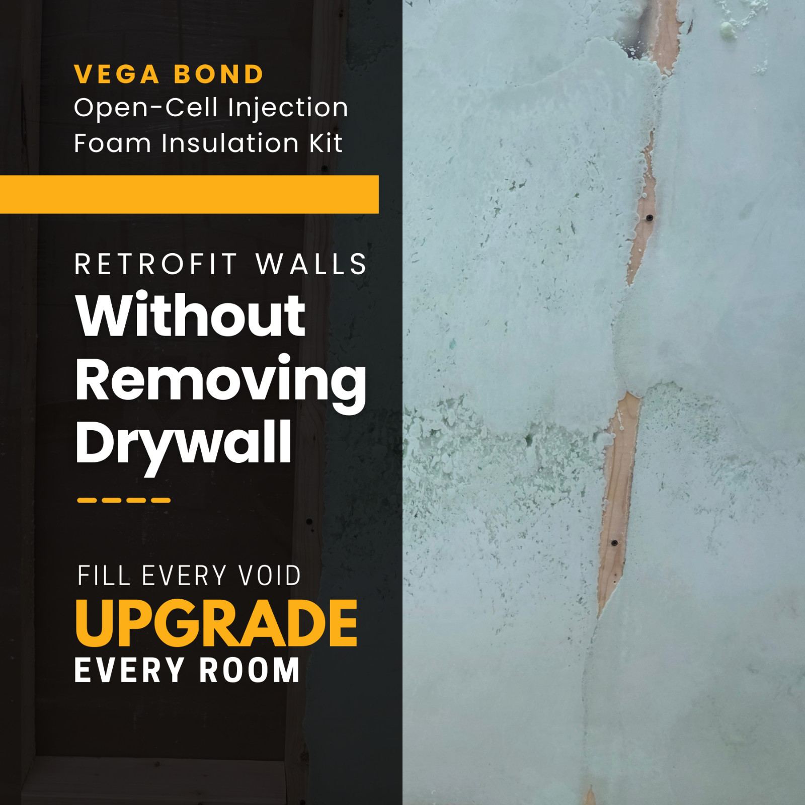 Open Cell Injection Spray Foam Kit – 35 cu.ft. Slow Rise Wall Cavity Insulation