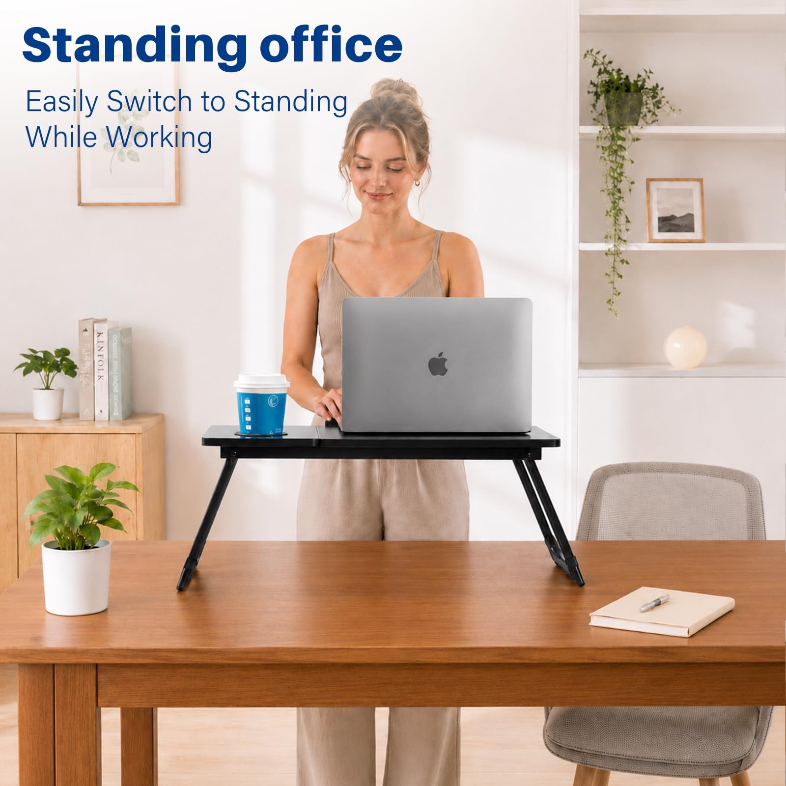 Laptop Desk for Bed Couch, Adjustable Foldable Bed Table with Cup Holder