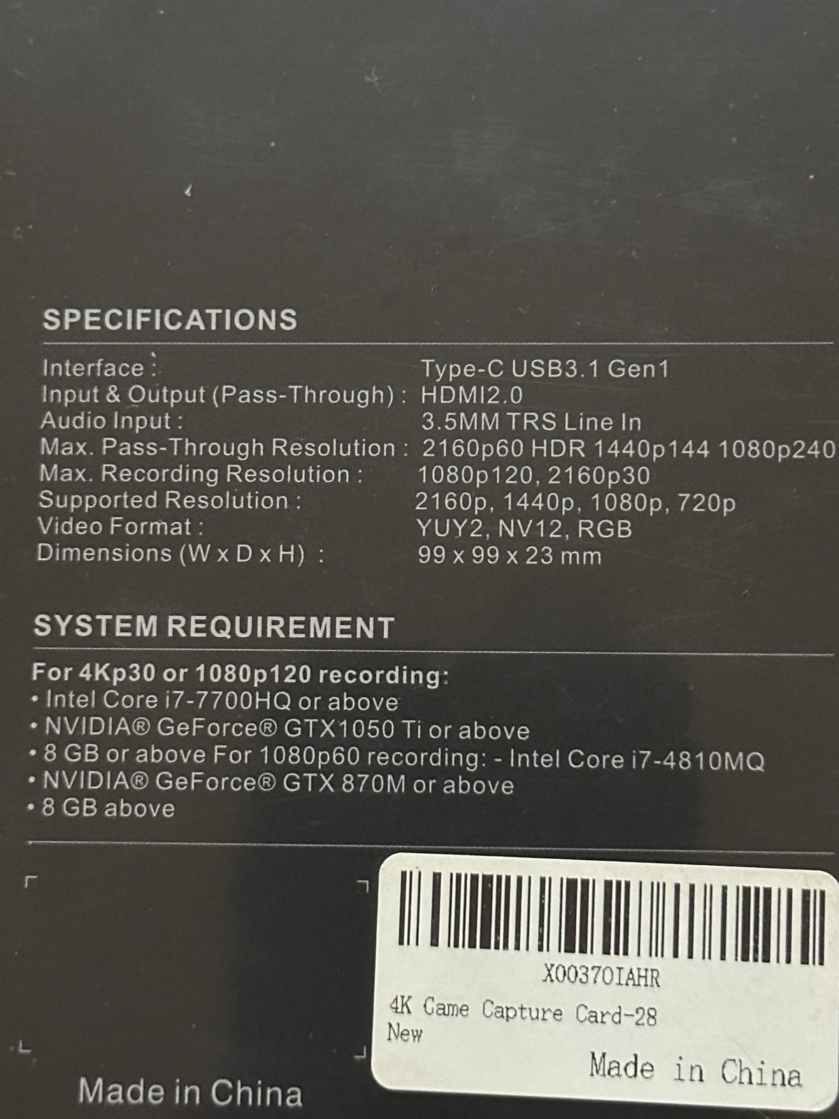 GAMEDOCK ultra 4k lossless video