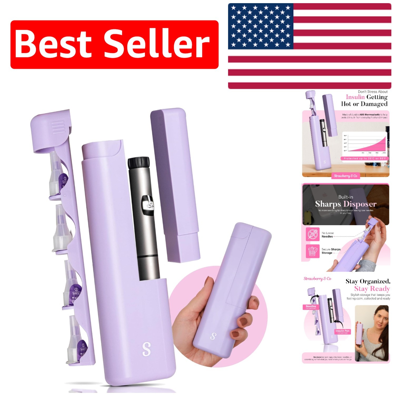 Travel-Friendly Purple Insulin Cooler with Temperature Control & Safety Features