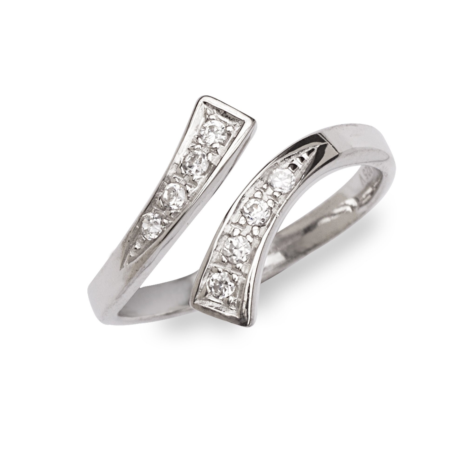 Solid 10K Gold or Sterling Silver Adjustable Cubic Zirconia Bypass Toe Ring -