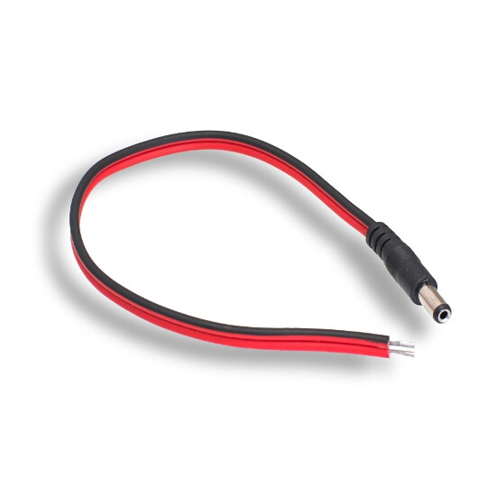 Kentek 1ft CCTV DVR Power Pigtail Cable DC 5.5 x 2.1mm Male Bare Wire 12 inch