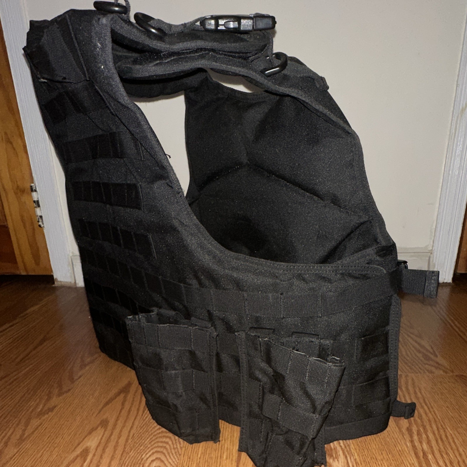 Black Nylon Tactical Airsoft Vest Modular MOLLE System Adjustable 8-Piece Set