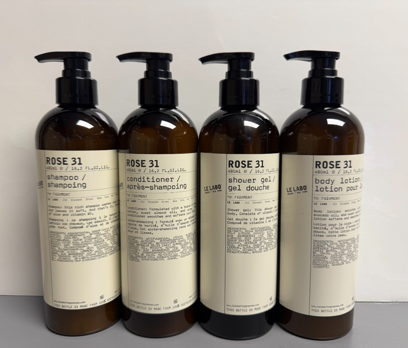 Le Labo Rose 31 Collection Shampoo Conditioner Body Wash Lotion 480mL