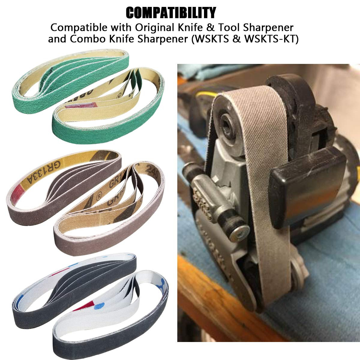 24 Pcs 1/2" X 12" Replacement Belt Kit for Work Sharp Original Knife & Tool Shar