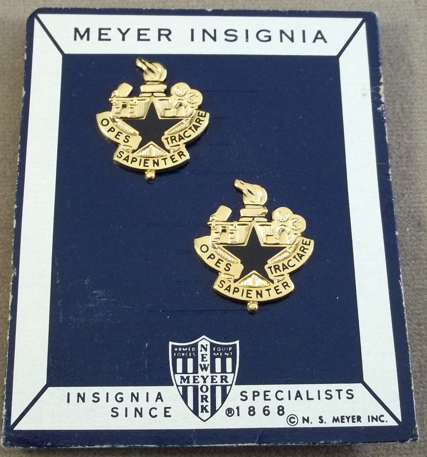 US Army Logistical Management Center Unit Crest Insignia Pair On Original Card