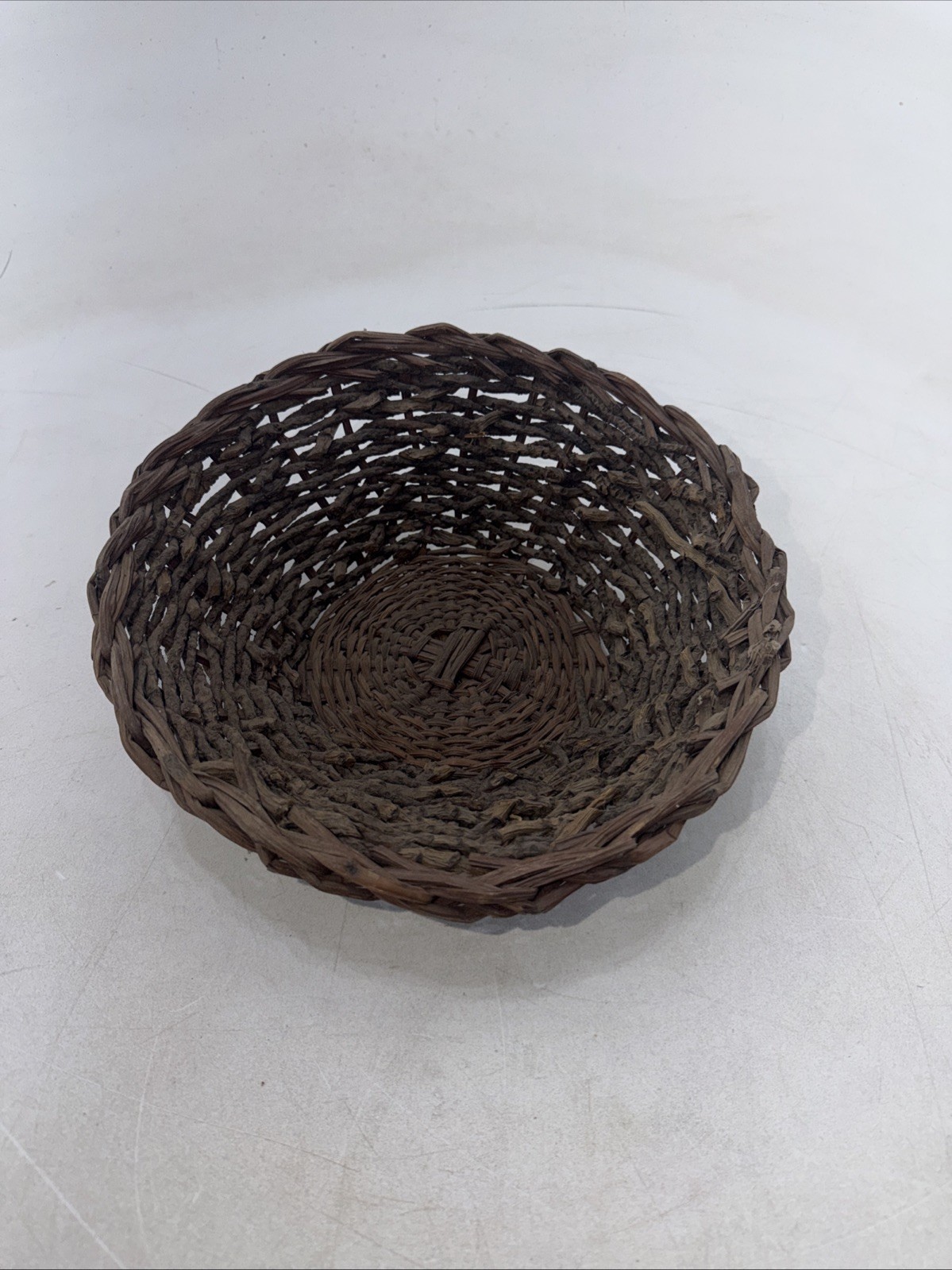 Wicker Rattan Brown Round Woven Basket