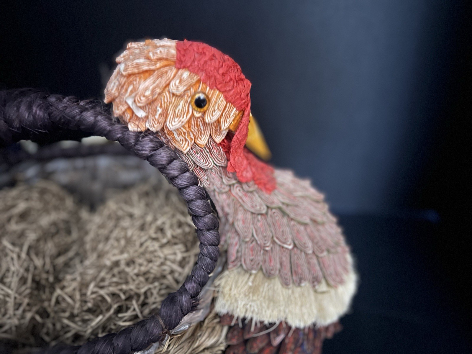 TURKEY - Shaped Decorative Basket with Woven Straw Design THANKSGIVING DECOR