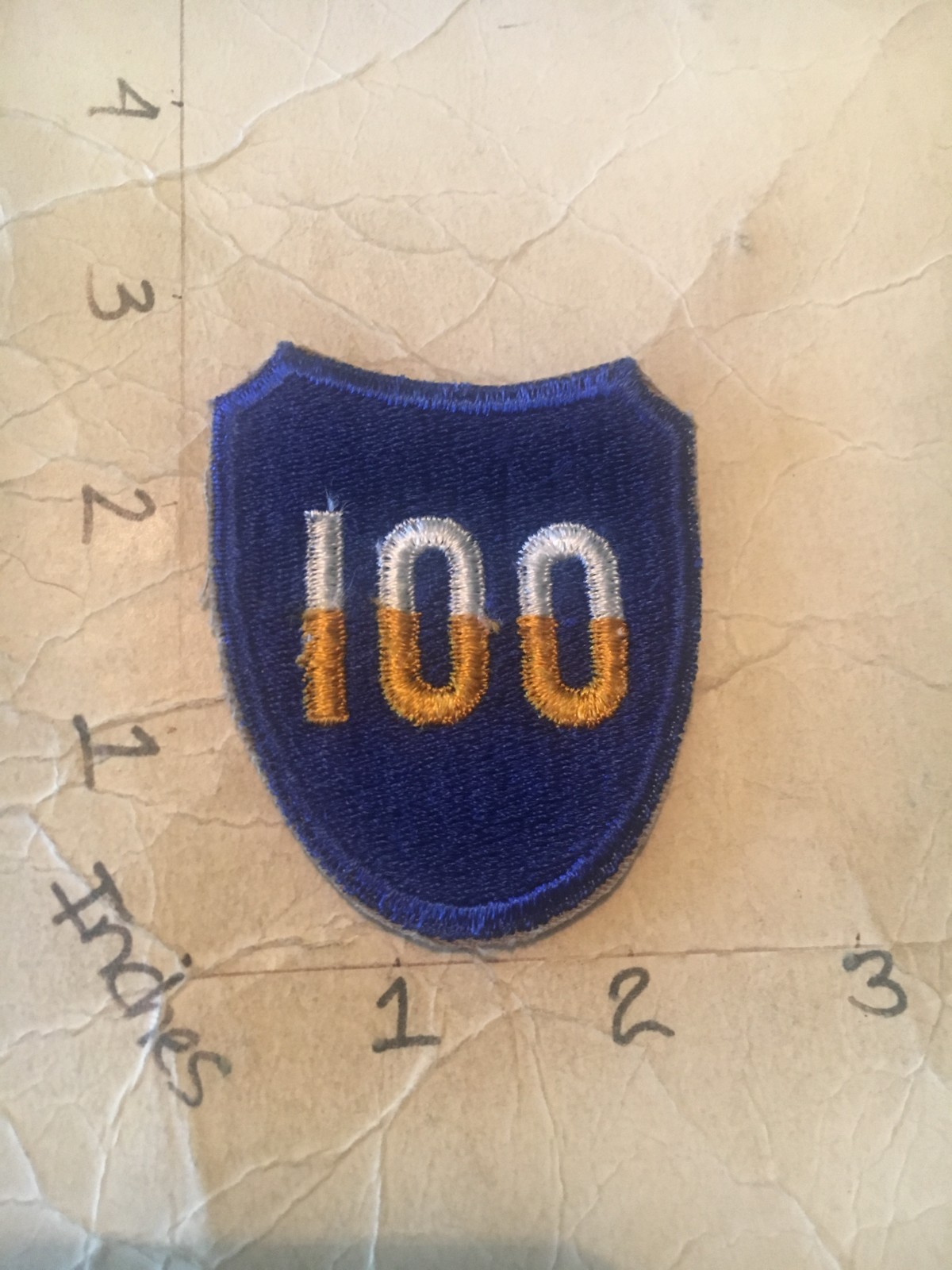 WW2 to Korea era US Army 100th Infantry Division c/e patch 7/22/25 no glow