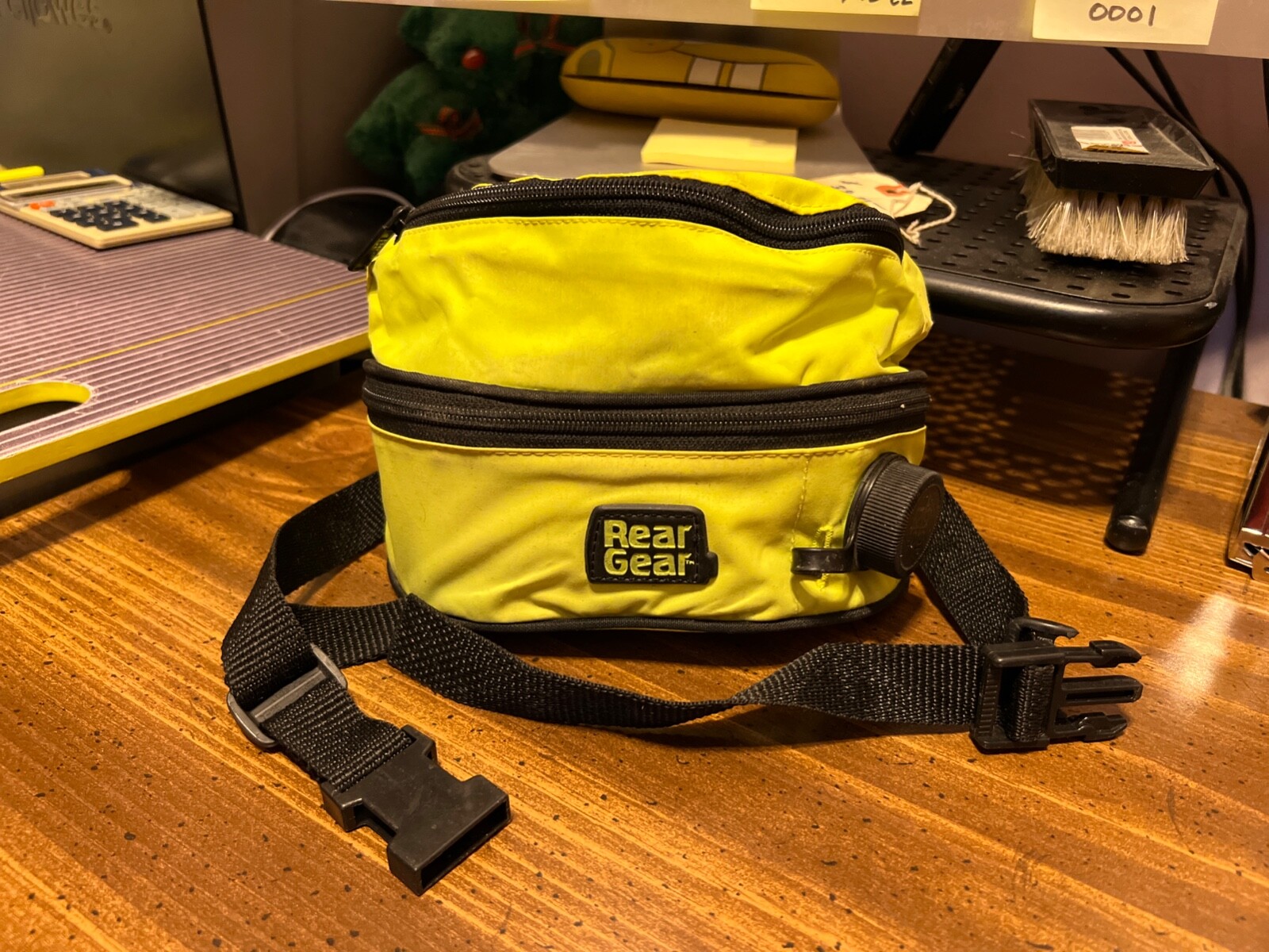 Vintage Ski Tote REAR GEAR Fanny Pack Water Bottle Neon Yellow 46" *Adjustable