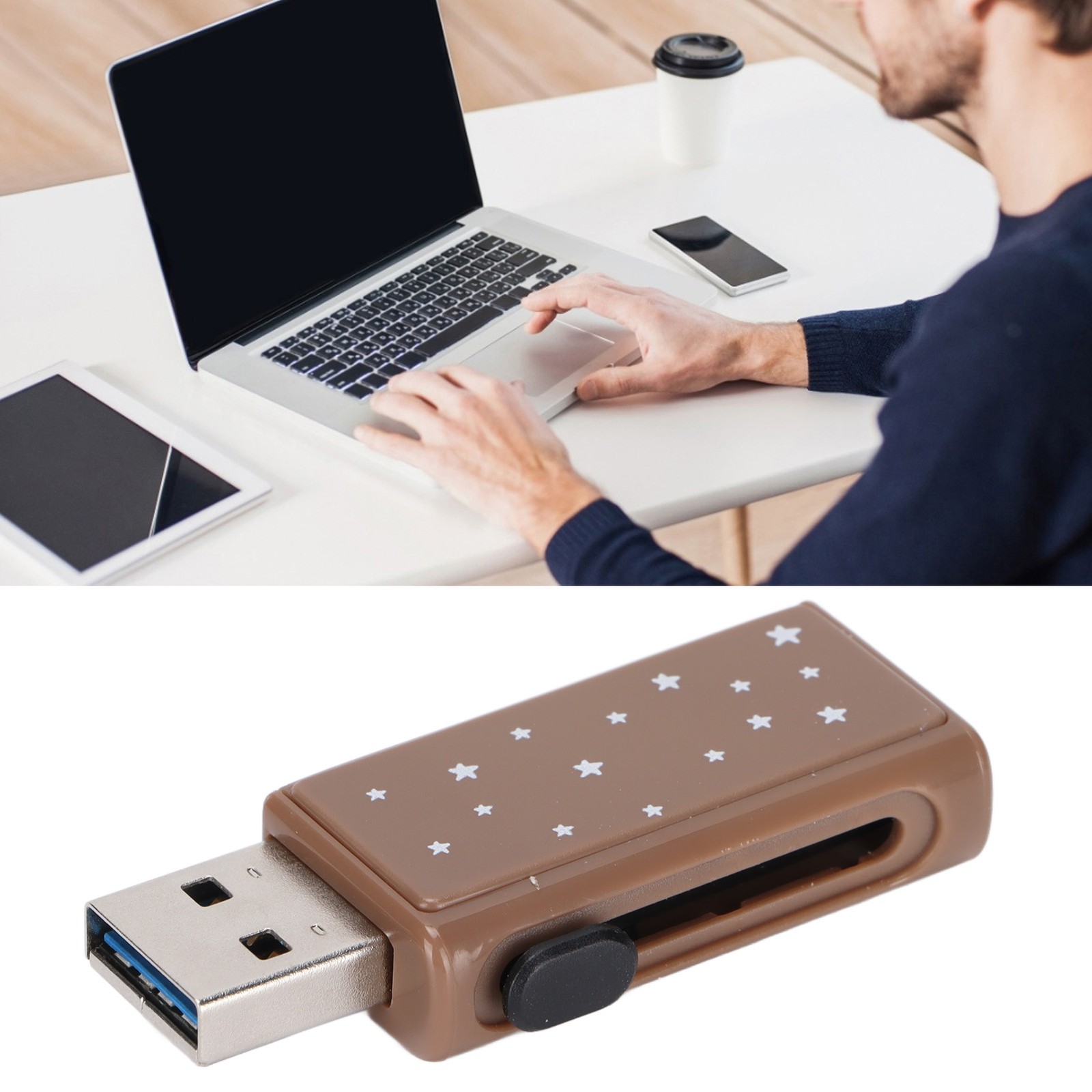 Flash Disk Portable Tea Brown Palstic Push Pull Thumb Memory Stick For