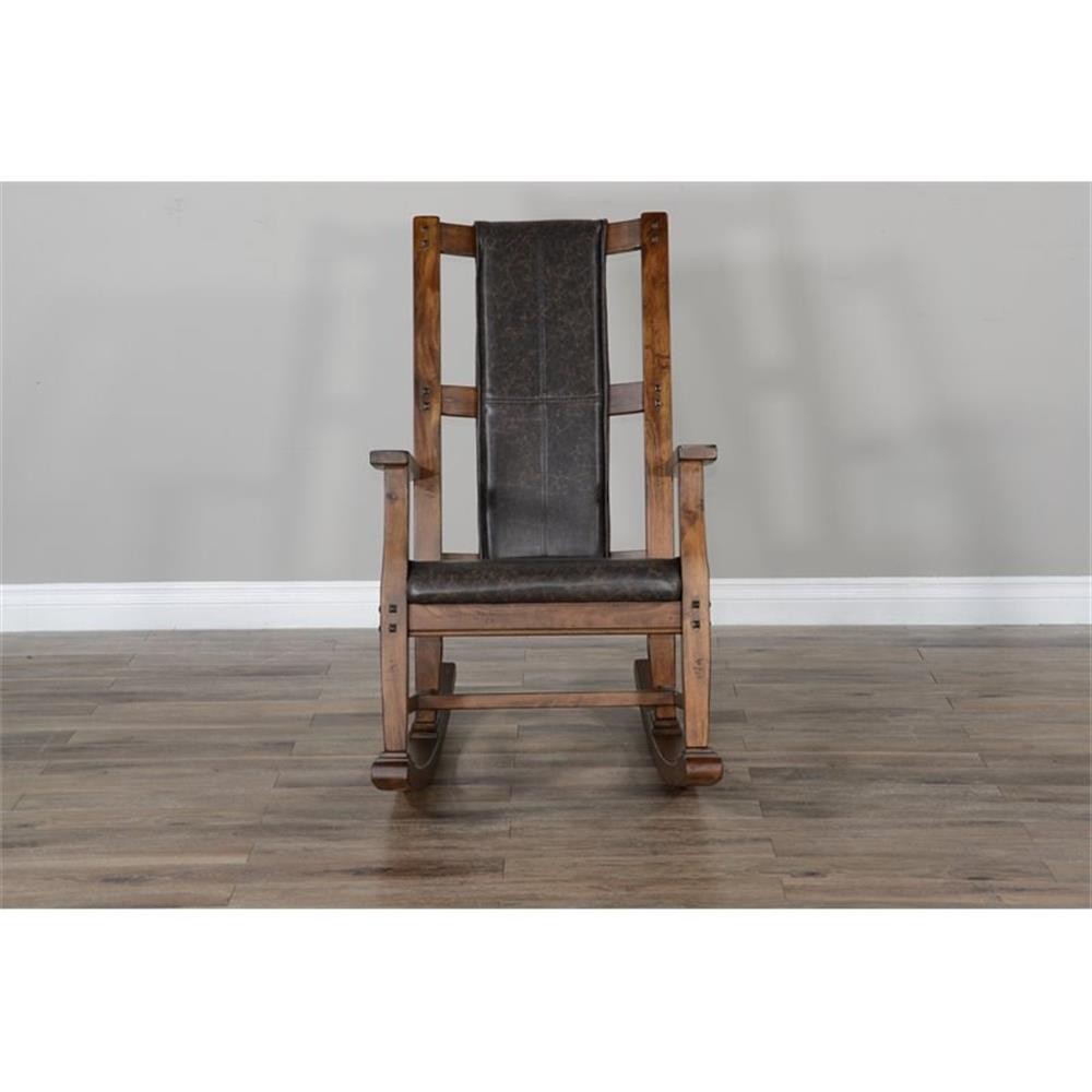 Pemberly Row Set of 2 Farmhouse Mahogany Wood Rocking Chair in Dark Brown
