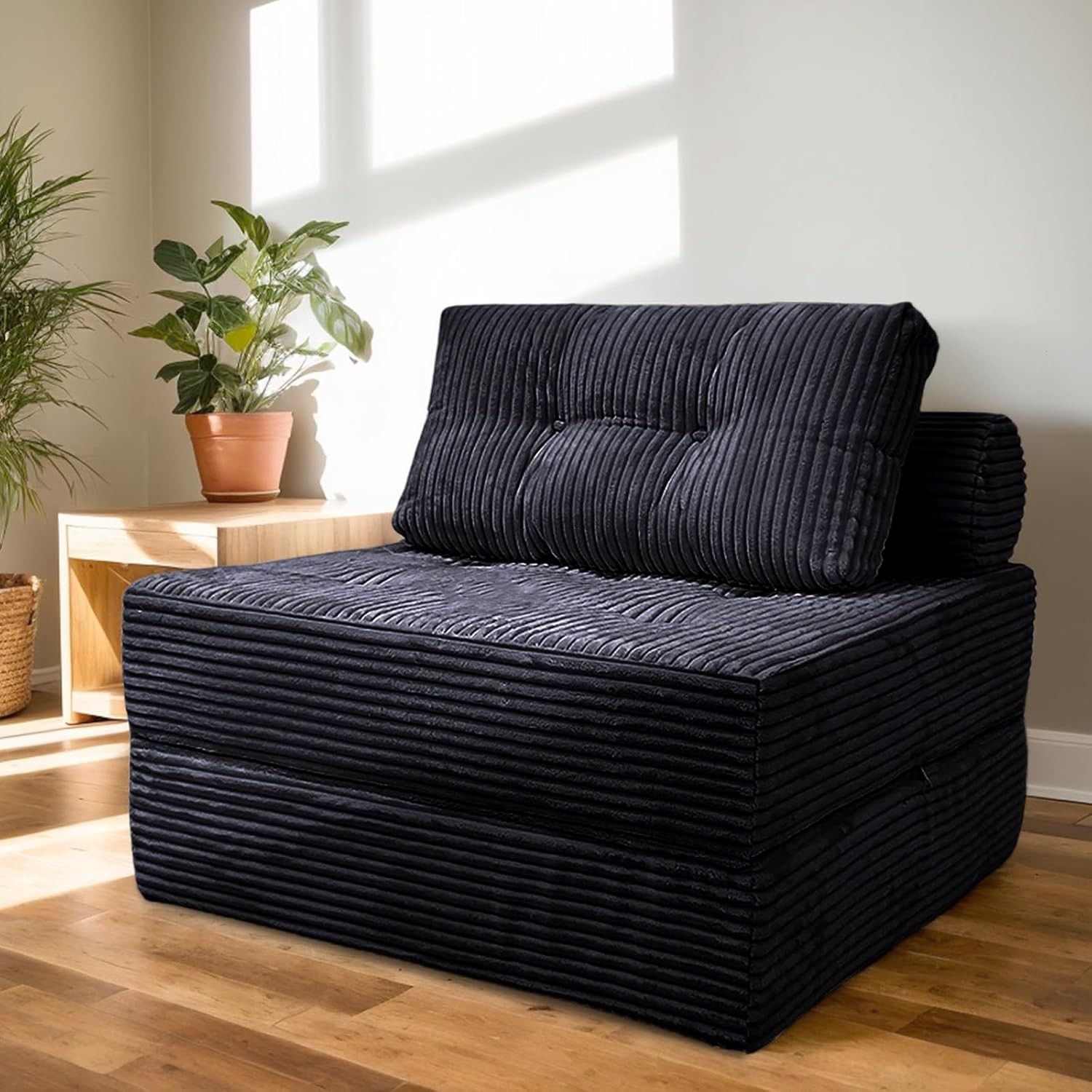 Folding Sofa Bed Single Size W/ Pillow Memory Foam Convertible Sleeper Chair