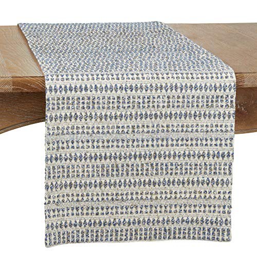 Kema Collection Woven Line Table Runner, 16" x 72" Blue