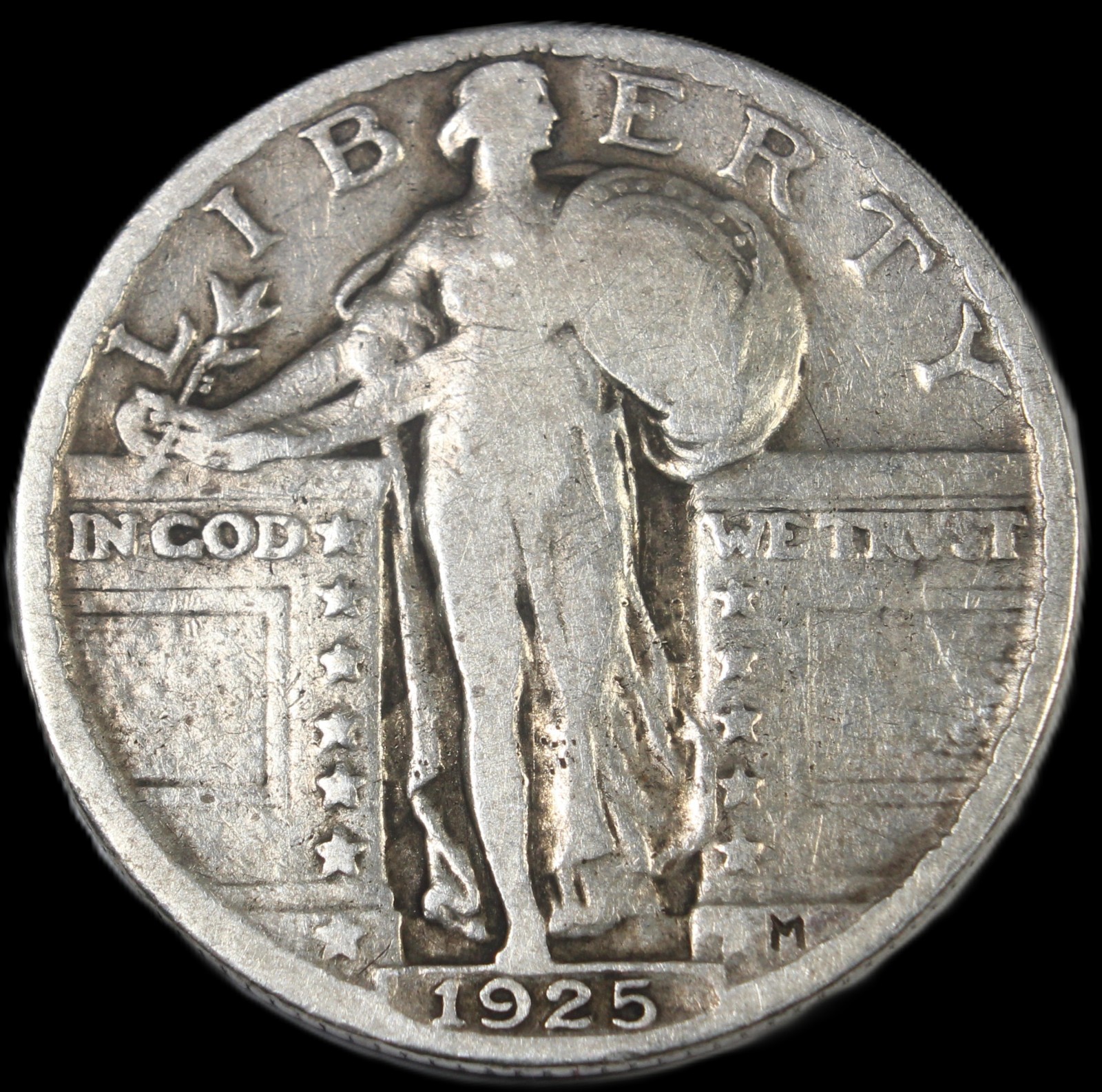 1925 standing liberty quarter - CHOICE VF / FREE SHIPPING- SMH- 195