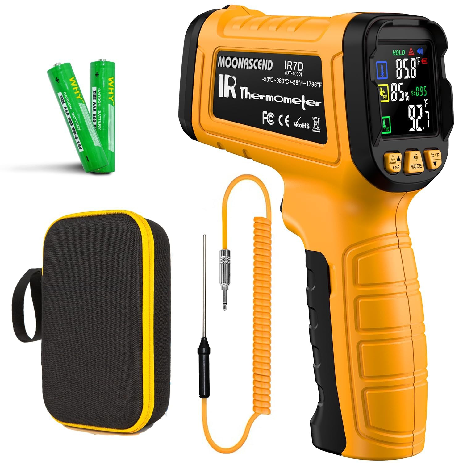 Infrared Thermometer Temperature Gun -58°F to 1796°F, 50:1 Dual-Mode Temp Guns w