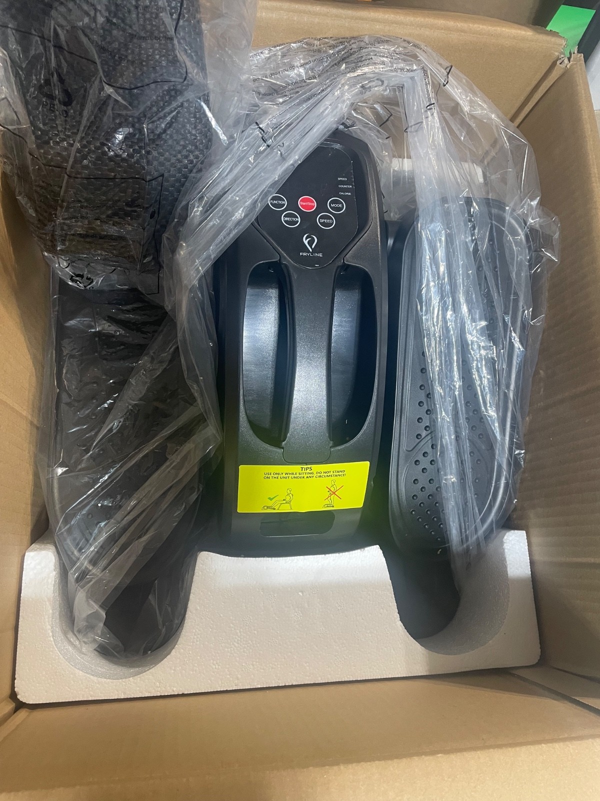 fryline under desk elliptical machine with remote open box