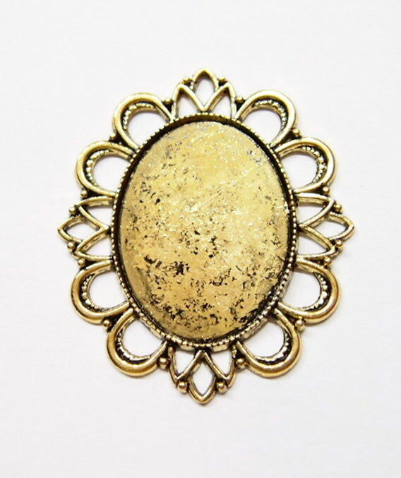 4 of 40x30mm Antique Gold Vertical /Horizontal Deco Big Loop Pendant Settings