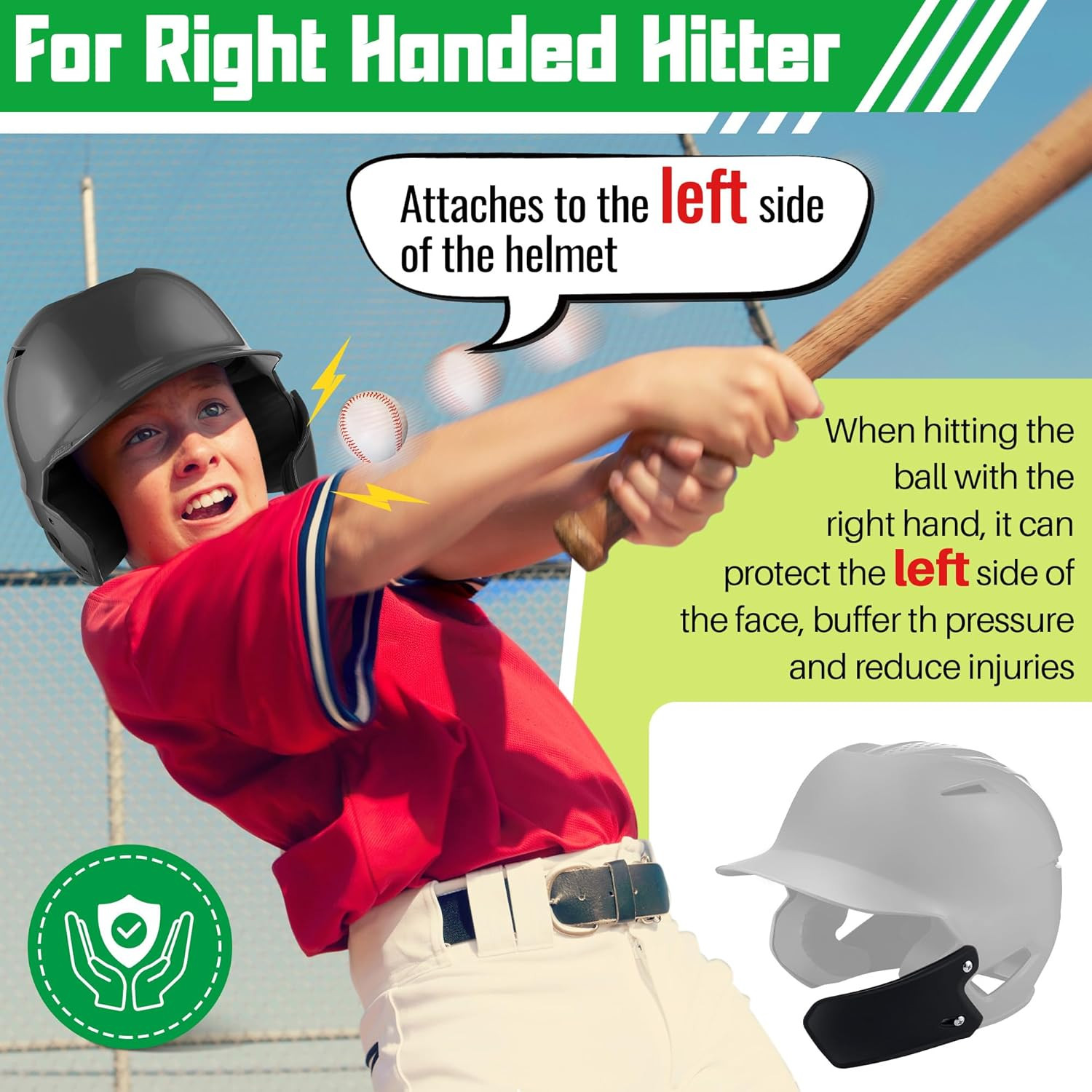 Batting Helmet Face Shield Compatible with Evoshield XVT Batting Helmets, Black