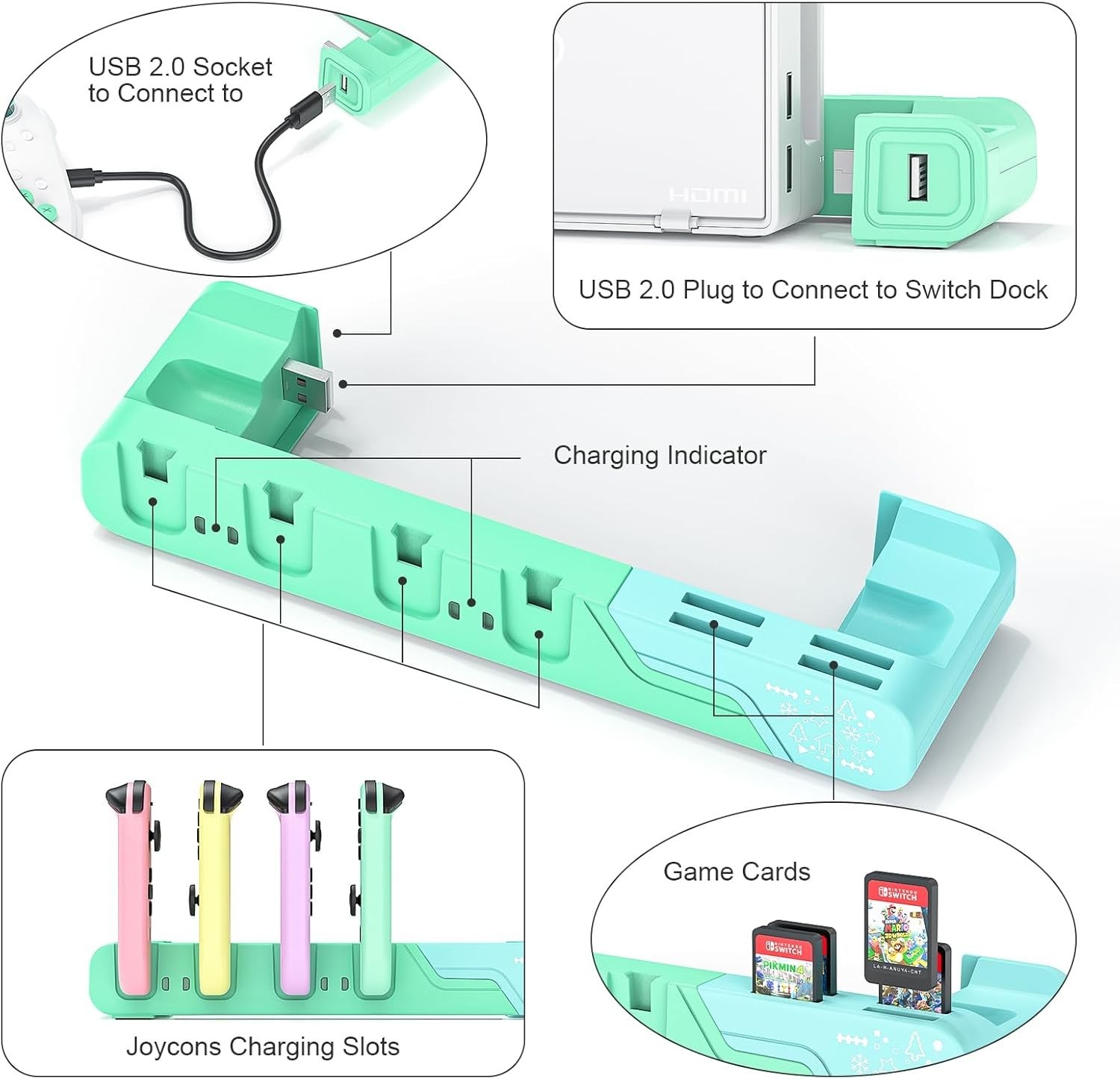 Switch Controller Charging Dock - Animal Crossing & Switch OLED Model Joycons...