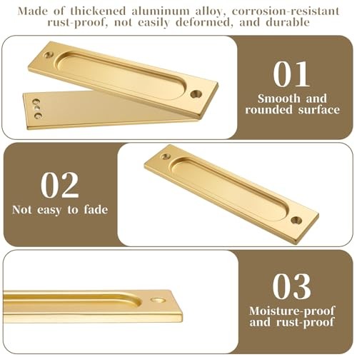 2 Pack Flush Door Pull Rectangular Recessed Door Pull Finger Flush Aluminum