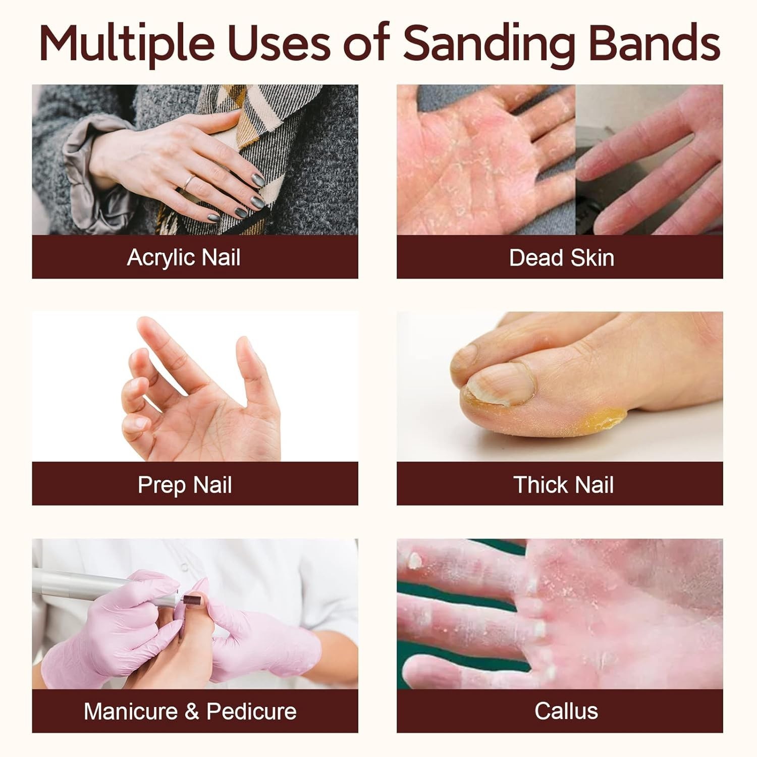 Durable Nail Sanding Bands with 3/32" Bits - Perfect for Beginners & Pros