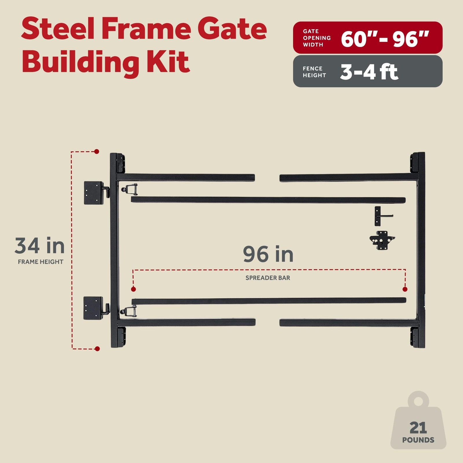 Adjust-A-Gate Gate Opener Kit, Complete System for Openings 60"-96", Heights ...