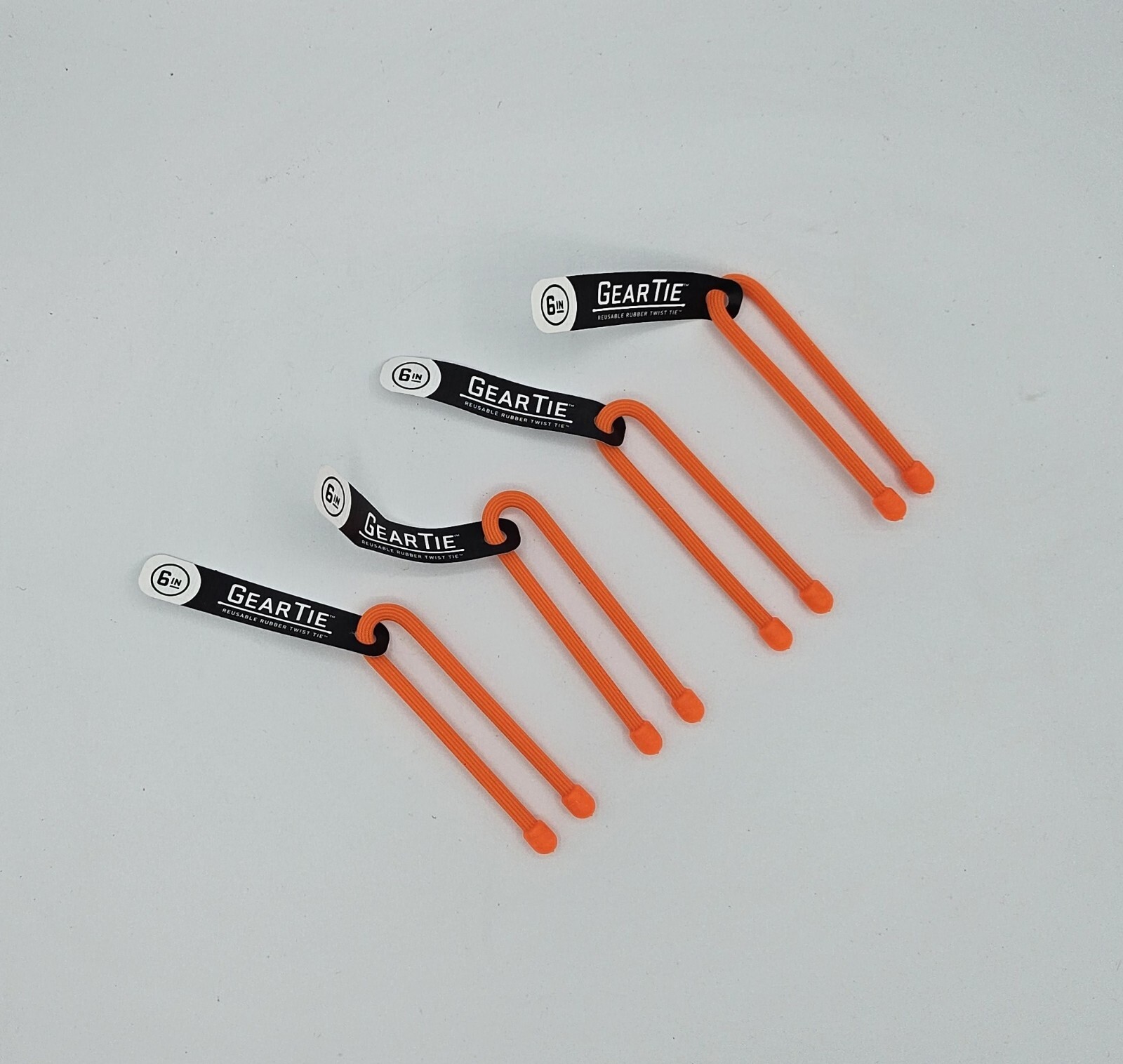 Nite Ize 4-Pack Gear Tie Reusable Rubber Twist Tie, 6" - Bright Orange