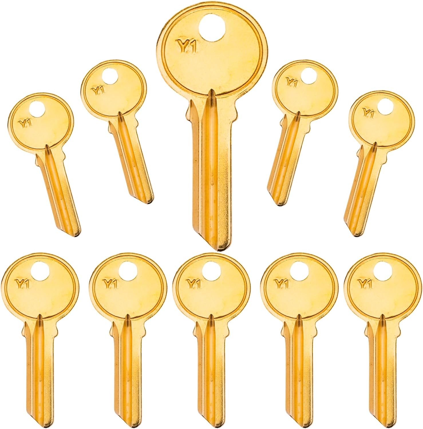 10 PACK 5YA1 KEY BLANKS FOR LOCKSMITH FITS Y1 KEY SET BRASS FINISH Y1 KEY BLANK