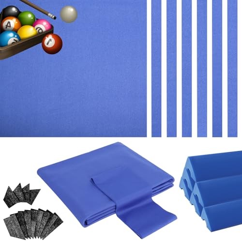 8ft Pool Table Replacement Kit, Pool Table Bumpers (Set of 6) BULE WITH CLOTH