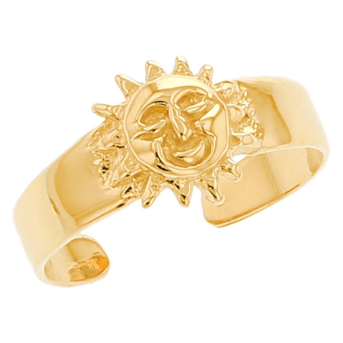 10k or 14k Yellow Real Gold Sun Celestial Cute Designer Womens Toe Ring