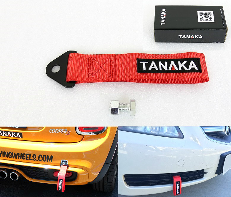 TANAKA HIGH STRENGTH UNIVERSAL RED RACING SPORTS TOW STRAP TOW HOOK