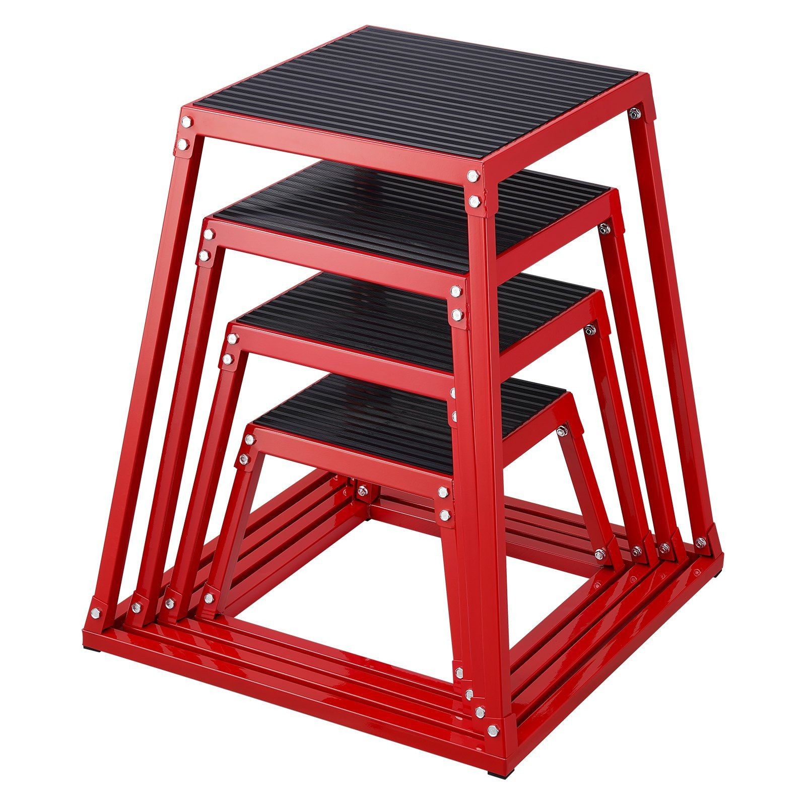 Plyo Step Box Set 4 Sizes 12in 18in 24in 30in 500lb Anti-Slip Steel