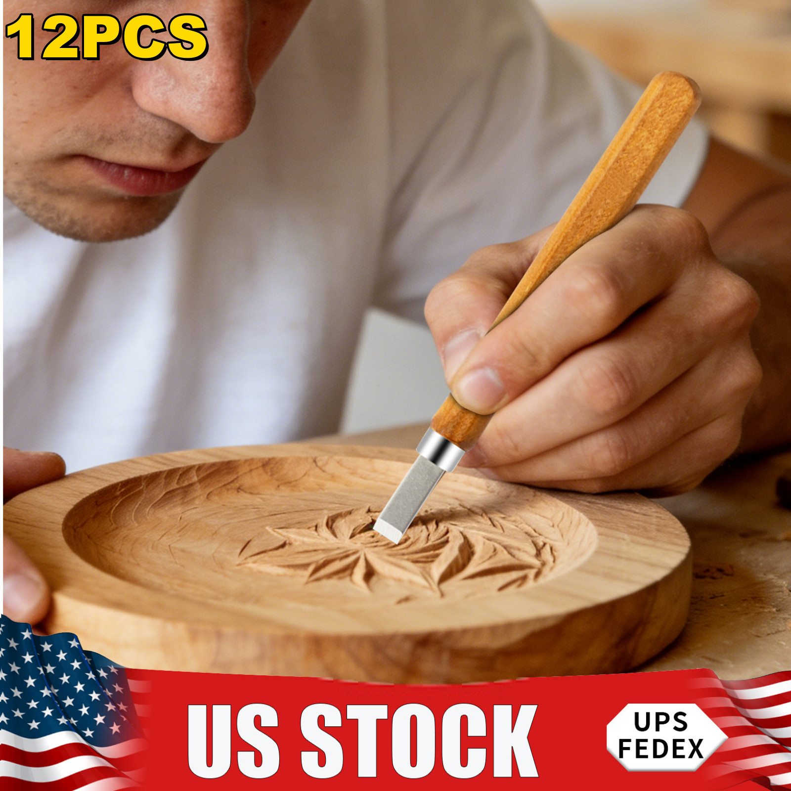 12PCS Woodcarving Knife Carving Tool Handmade Woodcarving Tool Set W/Storage Bag