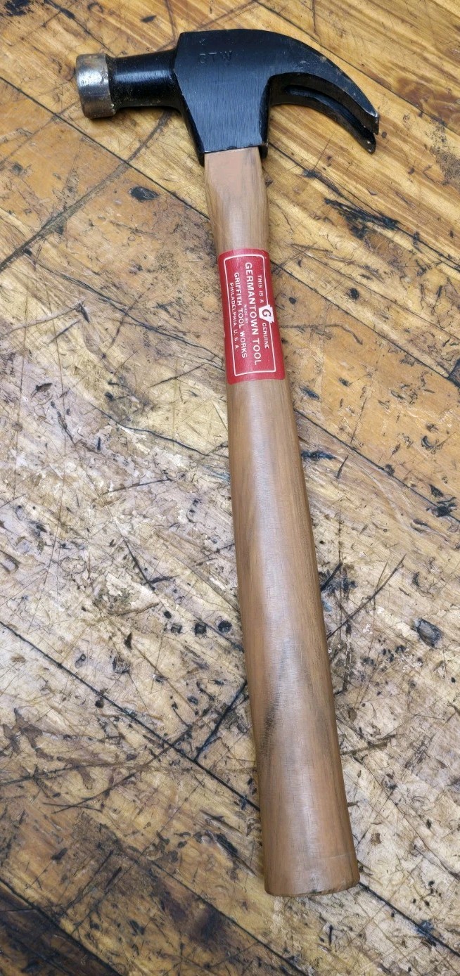 Vintage GTW Germantown Curve Claw Hammer Griffith Tool NOS Paper Label
