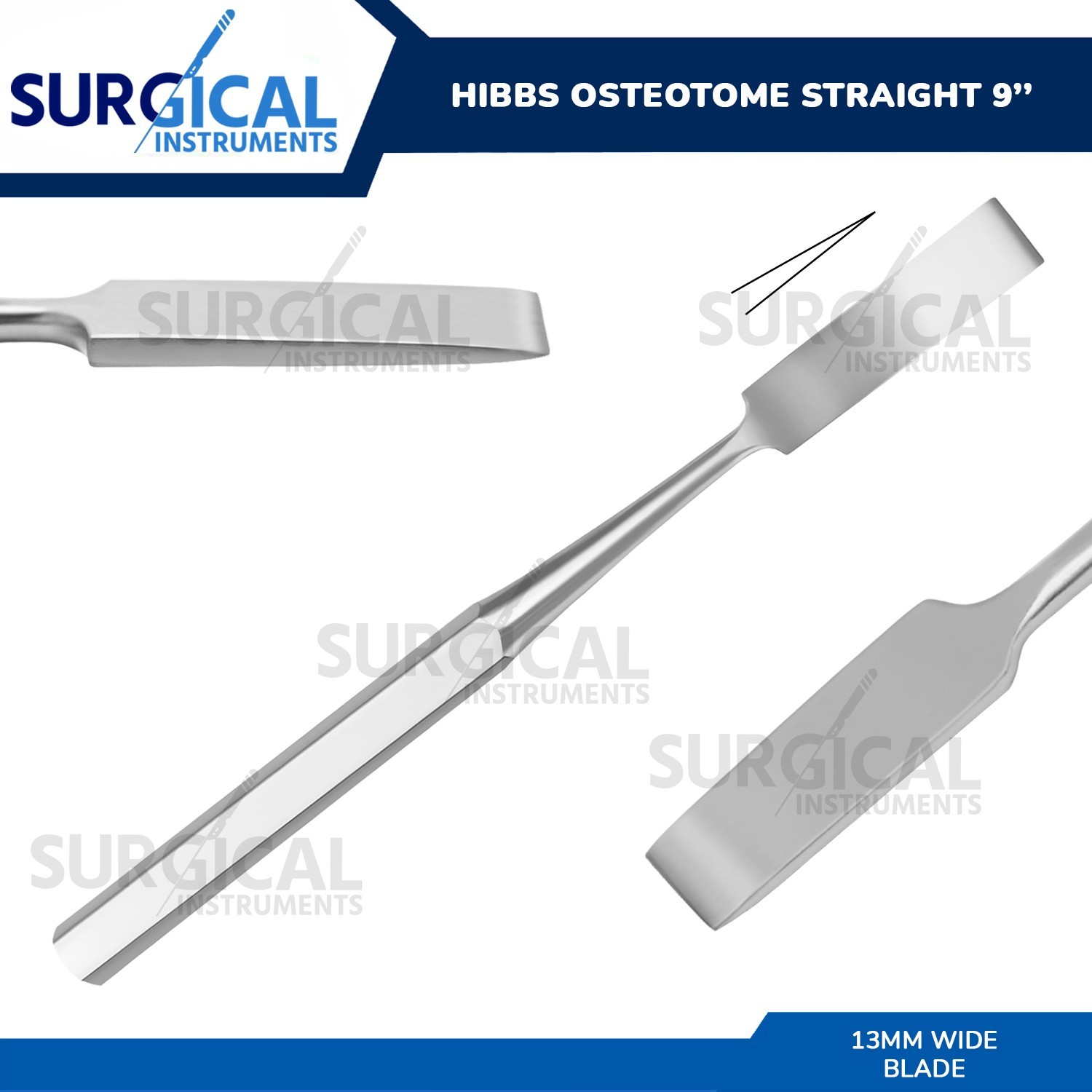 HIBBS Osteotome 9" with 1/2" (1.3cm) Blade Straight Orthopedic German Grade