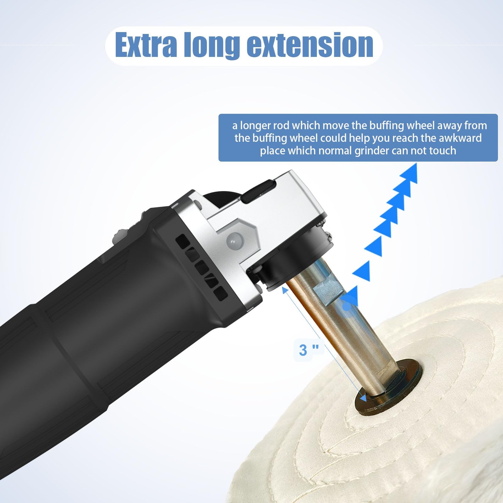 Neeki 4-1/2" Stainless Angle Grinder Arbor Extension Shaft, 5/8"-11 Thread Ar...