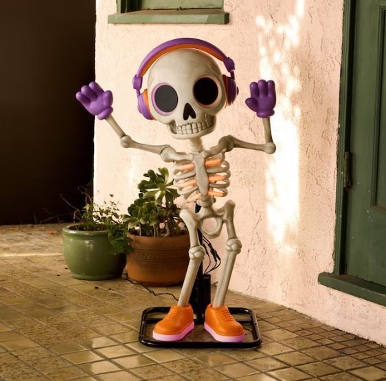 3 FT ANIMATED LED DANCING PARTY SKELETON HALLOWEEN ANIMATRONIC PROP