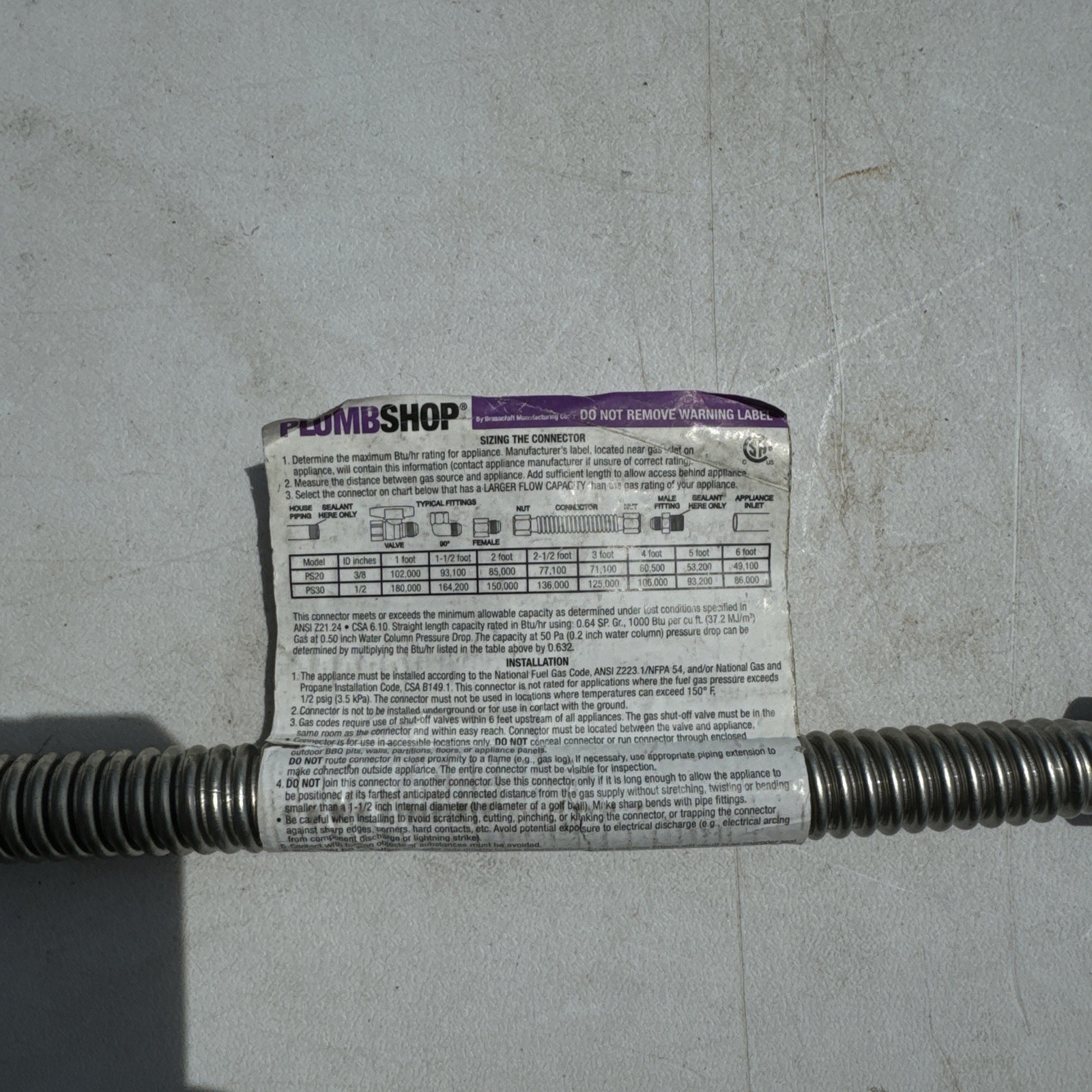 BrassCraft PS3066-18 1/2” MIP x 1/2” MIP, 18” Stainless Steel Gas Connector