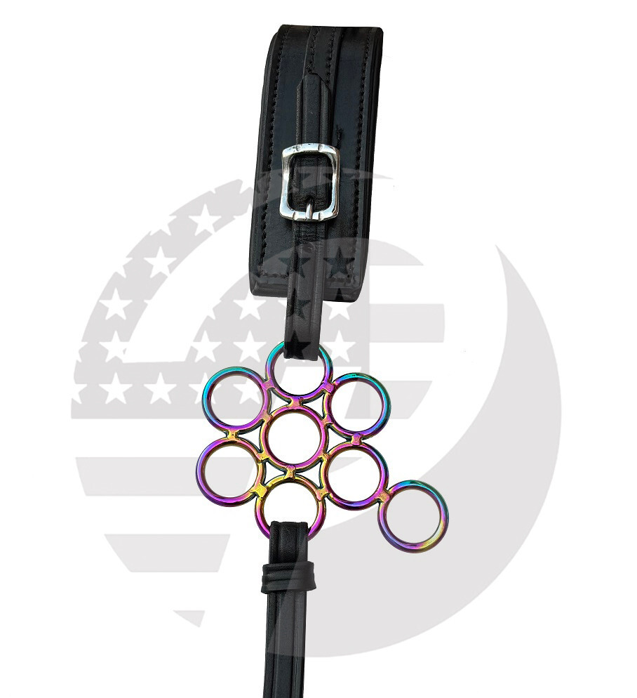 RAINBOW Hackamore Bitless Horse Flower Bit English Adjustable With Black Leather