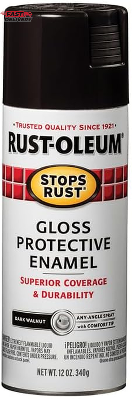 Rust-Oleum 262661 Stops Rust Spray Paint, 12 Oz, Gloss Dark Walnut